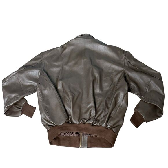 Vtg Sporty’s Pilot Shop A-2 Flight Goat Leather Military Bomber Jacket XL Long - Picture 2 of 16